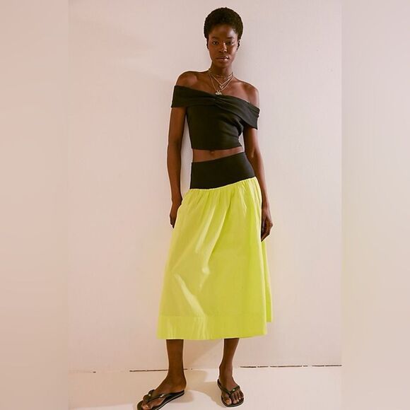 NWOT Free People Cooler In Capri Crop Top Skirt Co-Ord Set in Kiwi Combo Size XS - Picture 1 of 11